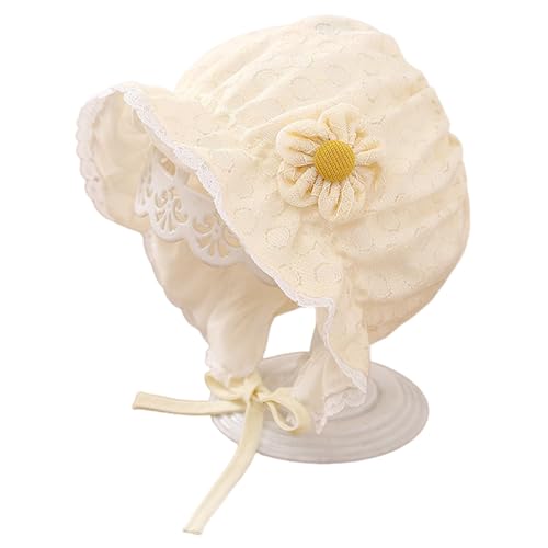 MNYXIS Infantil Bebé Niña Sombrero, Gorro Bebe Recien Nacido, Sombrero de Verano para Niños con Flores Lindas, Gorro de Protección de Orejas con Correa de Barbilla Ajustable, Gorrito Bebe Amarillo