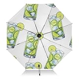 Exnundod UV Sun Umbrella Cocktail Glasses Ice and Folding Inverted Umbrellas Compact Automatic Windproof Umbrellas for Travel Outdoor All Season