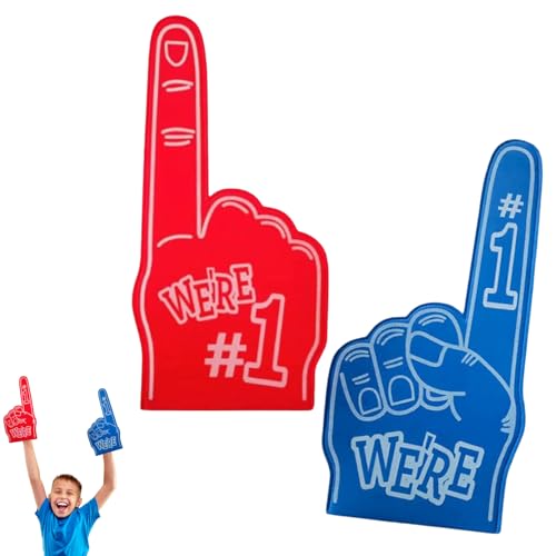2PCS Foam Fingers Red & Blue Gladiator Foam Hand Fan Props Soft EVA Cheering Accessories for Football Basketball Concerts & Events Durable Party Props for Team Spirit & Sports Fans