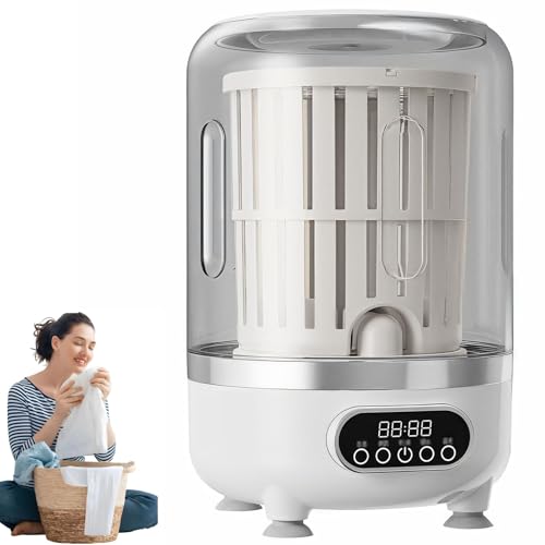 コンパクトな充電洗浄機、UV-Cケア、取り外し可能なバスケット、ブラジャー/パンティーの分離用の25.5cmのスプラッシュプルーフ、設置なし white