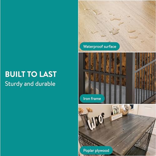 Navaris Möbel Hundebox mit Matte - Hundekäfig - Hundebox für kleine und mittlere Hunde - Hundekäfig für Zuhause - Gitterbox Hund - Hunde Box - Hundegitterbox - Eisen