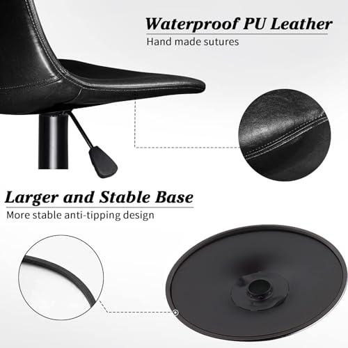 Image of Waleaf Adjustable Bar Stools Set of 4, Modern Faux Leather Swivel Barstools