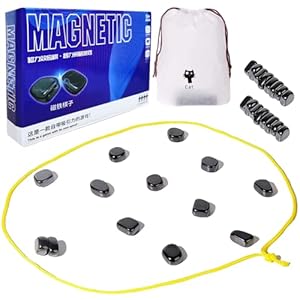 Magnetic Chess Game – 2024 New Family Board Games Set for Kids and Adults, Tabletop Board Games for 2 Person, Fun Table Top Magnet Chess Game with Magnetic Chess Rocks Set