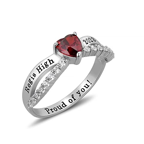 Ccjcinata Fully Personalized Customized Women's Class Ring For High School And College Graduates Sterling Silver (Sterling Silver - Platinium) #TOP1