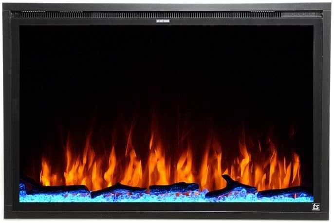 Black 40" Wall Mounted Electric Fireplace with Mantel