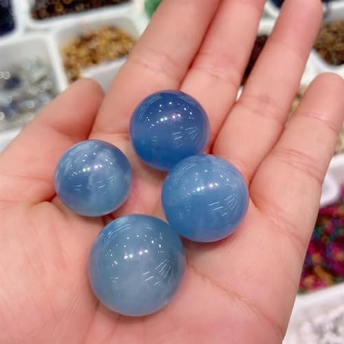 Stone 1pc Aquamarine Crystal Ball Crafts Polished Blue Sphere for Exquisite Jewelry Making(20-30g)