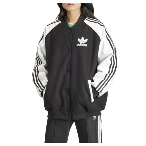 adidas Womens Sst Oversized Jacket Athletic Outerwear Casual - White - Size L