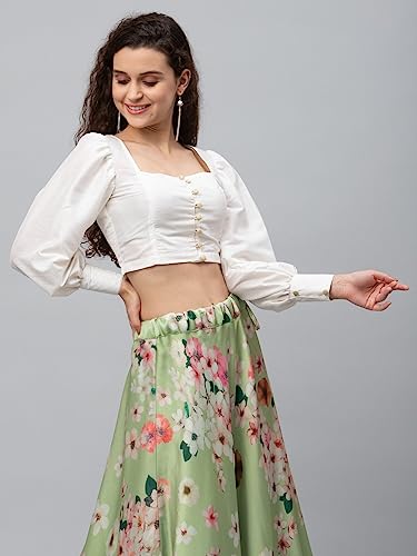 Image of studio rasa Chroma Button Down Shirt Style Blouse Crop Top for Women Girls Casual Party