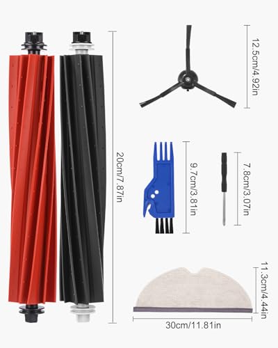 SOBEAU Kit Accesorios Recambios para Roborock Q5 Pro+/Q5 Pro/Q8 Max+/Q8 Max Aspiradora, 2 Cepillo Principal,4 Filtros HEPA, 6 Paños de Limpieza, 6 Cepillos Laterales, Repuestos para Roborock
