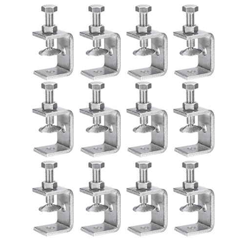sourcing map Stainless Steel C-Clamp 1.46 Inch / 40mm Wide Jaw Opening 0-37mm Clamping Range Stainless Steel C-Clamp for Woodworking Welding Building Household Mount 12Pcs