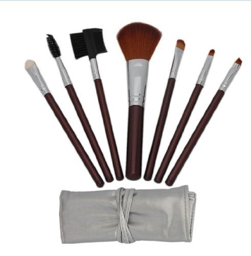 CyberStyle(TM) 7pcs Brown Professional Cosmetic Makeup Make up Brush Brushes Set Kit with Silver Bag Case by CyberStyle