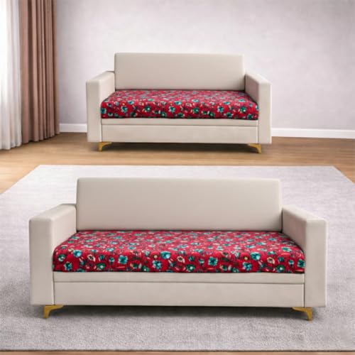 Image of Homerz Premium 5 (3+2) Seater Velvet Sofa Panel Cover with Digital Prints | Anti-Slip Backing (Lalbagh, 5 (3+2) Seater with Back)