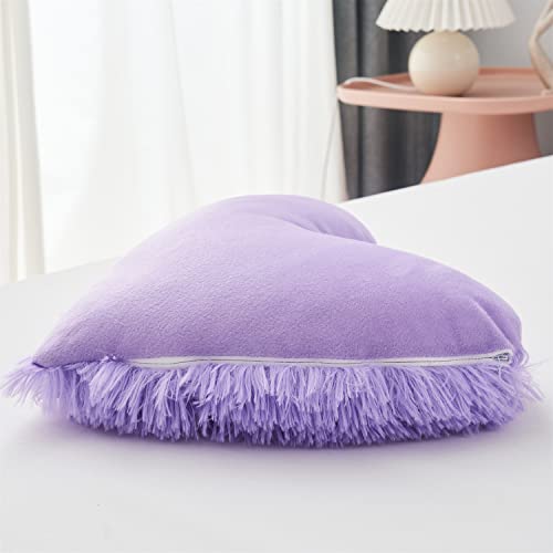 Moowoo Plush Fluffy, Solid Color, Zipper Close Decorative Throw Pillow For Couch Sofa Bed (Purple) #TOP2