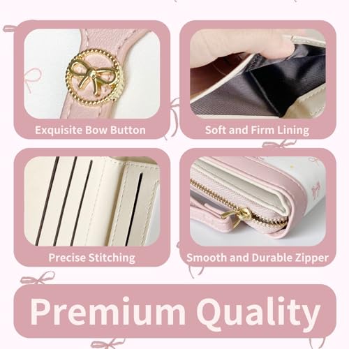 Gleease Cute Wallet Girls Bow Small Little Wallets For Women Zipper Coin Pocket Purse (Pink) — view 5