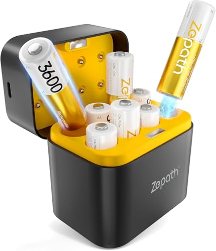 Zepath Pilas Recargable AA de Litio con Cargador, 3600mWh Capacidad Alta Paquete de 8 Salida...