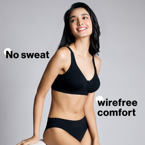 Image of NYKD NYB105 Wirefree Cotton No Sweat Breast Seperating Non-Padded Full Coverage Bra for Women (Available in Plus Size)