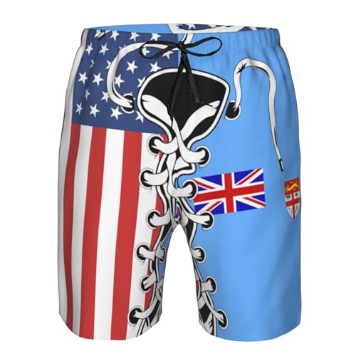 Men's Vintage America Fiji Islands Fijian Flag Board Shorts Swim Trunks