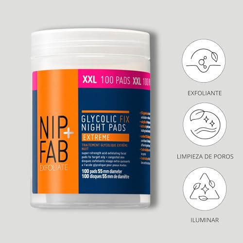 Nip + Fab Glycolic Fix Night Pads Extreme | Almohadillas Faciales Exfoliantes | Ácido Glicólico | Peeling Facial | Ácido AHA | 100 Piezas - imagen 4