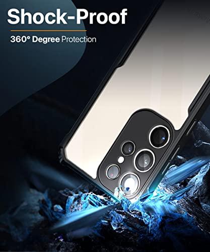 Image of WOW IMAGINE Shock Proof Clear Protective Back Case for Samsung Galaxy S23 Ultra 5G - AirEDGE Technology | 360 Degree Camera Protection | Transparent Hybrid Back Case Mobile Cover - Black