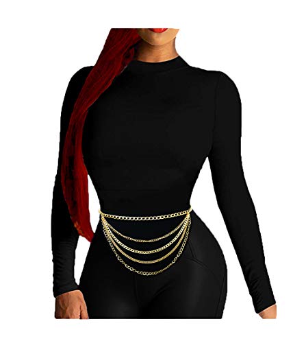 Women's Dressy, Casual Hang Low Multi Link Chain 4 Or 5 Layer Waist Chain Belt In Gold, Silver Tone (Style 1 / Gold) #TOP26