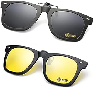 LUFF 2-Pack Polarized Clip-on Sunglasses Flip Up Clip Anti-Glare UV for Outdoor