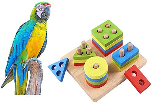 Litewoo Bird Training Toys Educational Foraging Toys Parrot Puzzle Toy Color and Shape Training Wooden Block Toy for Parakeet Cockatiel Finch African Grey Conure Lovebird - image 7