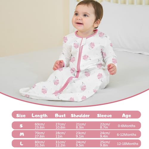 Image of Miracle Baby Long Sleeve Sleep Sack 2-Pack, 100% Cotton Wearable Blanket Baby Sleeping Bag for Newborn Infant Toddler