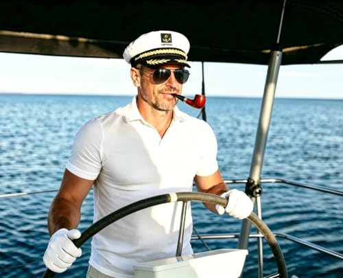 Image of DPLin Yacht Captain Hat Costume with Sunglasses Gloves Sailor Hats Boat Captains Halloween Dressing up Party (4pCS)