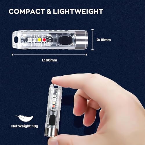 Image of Zentro Rechargeable LED Keychain Flashlight with Type-C Charging, Magnetic Base, Multi Color Light Modes, Compact Torch Light (LED Flashlight Keychain)