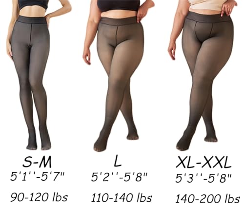 Image of VINICUNCA Winter Warm Fleece Lined Tights, Fake Translucent pantyhose Thick Thermal Leggings Pants