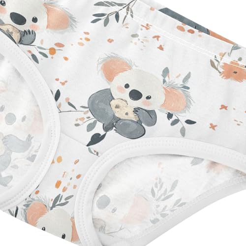 Wusikd Cute Koalas Girls' Underwear Cotton White Girls Briefs Soft Toddler Underwear 2T4