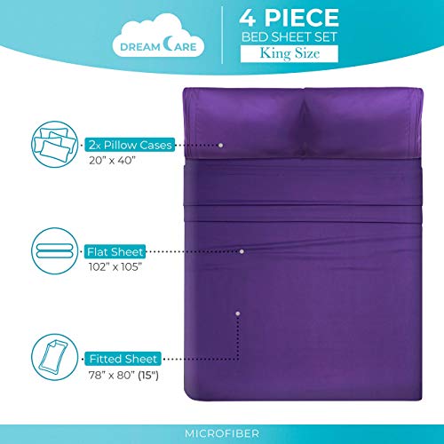 image for DREAMCARE Deep Pocket Sheets Microfiber Sheets Bed Sheets Set 4 Piece 