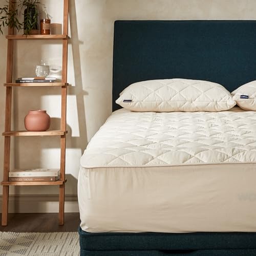 Woolroom Queen Mattress Protector, GOTS-Certified Organic British Wool - Hand-Crafted Bed Cover, Temperature Regulating, Machine Washable, Anti-Allergy - W60 x L80 Inches
