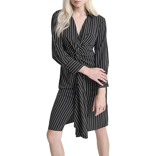 Robe à manches longues DKNY coupe fluide anti-froissement col torsadé