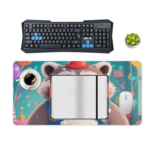 Desk Pad Protector 24x12 Inch Extended Cute Raccoon miniatura 4