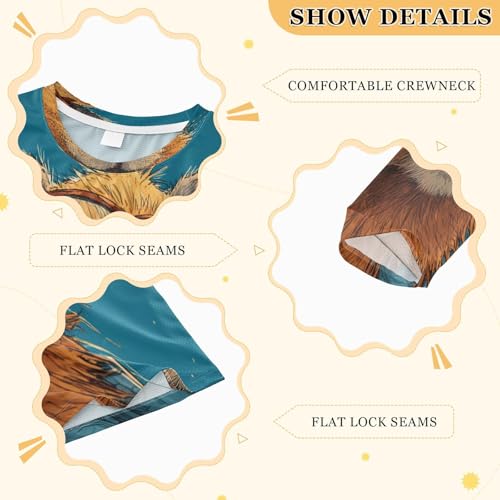 Stylish Capybara Funny Boys Rash Guard Long Sleeve UPF 50+ Boys Swim Shirt Quick Dry Shirt for 3-12 Years3