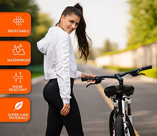 Image of Giddy Up! Bike Seat - Comfortable Bicycle Saddle for Exercise and Road Bicycle - Oversized Comfort Seat for Peloton Stationary - Extra Wide Replacement Padded Bike Saddle Cushion for Women and Men