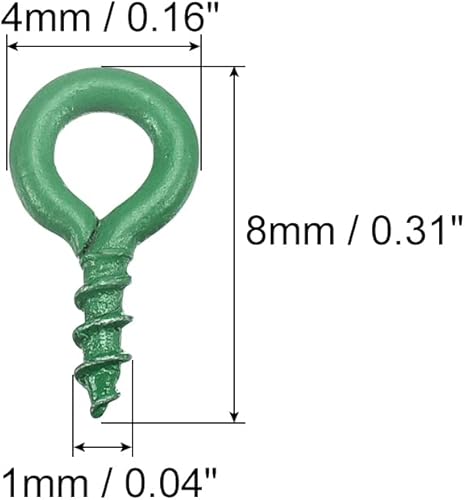 Miniatura 39 de uxcell 300 ganchos pequeños de ojo de tornillo con rosca, tornillos roscados, tornillo autorroscante de 0.31 x 0.39 pulgadas para hacer joyas, Negro