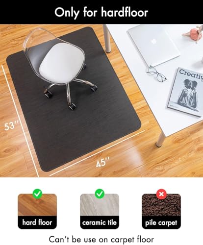 Image of Baroyal Office Chair Mat for Hardwood Floor Under Desk Computer Rolling Chair Mat for Wood /Tile Floor Non-Slip Heavy Duty Desk Rug PVC Plastic Hard Floor Protector 45 inchx 53 inch (Espresso)