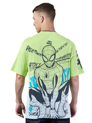 Image of Bewakoof Official Marvel Merchandise Men's Ombre Oversized Fit Half Sleeve Round Neck Cotton Jersey T-Shirt