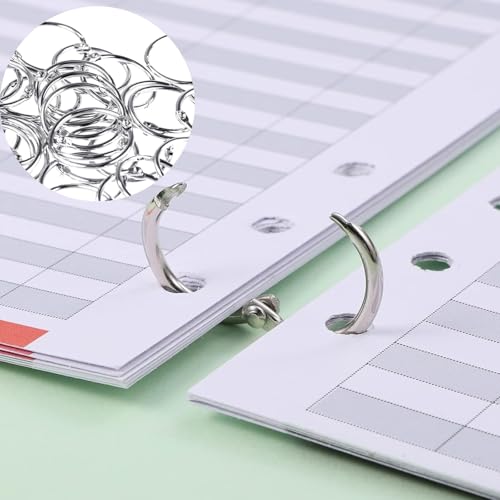 150 Stück Buchringe mit Lochzange 20mm 25mm 30mm Binder Ringe Heftringe Binderinge Karteikarten Ringe Ringbindung Silber Buchring für Loseblatt Scrapbook Album Buch Binden DIY