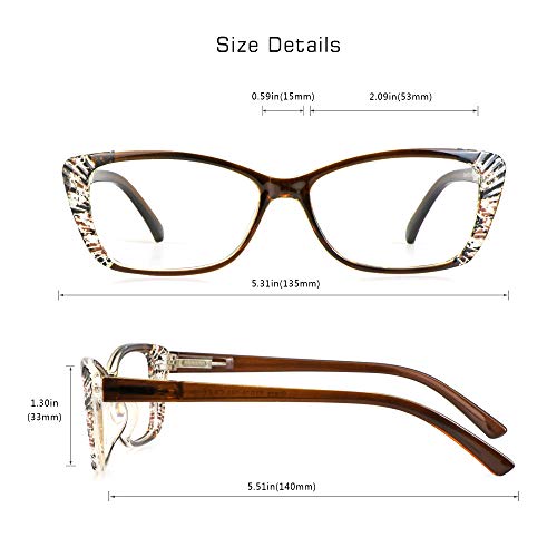 Image of VisionGlobal 5 Pairs Reading Glasses with Spring Hinge, Blue Light Blocking Glasses for Women /Men