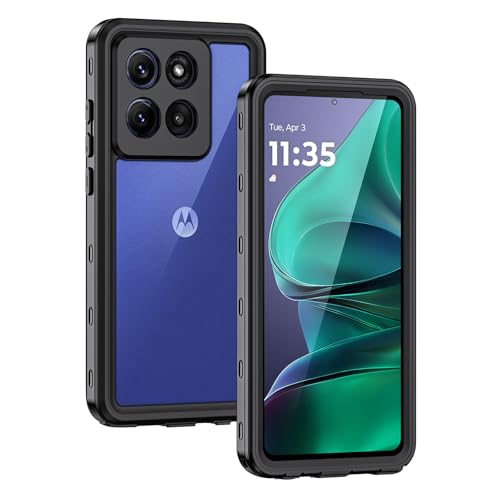 Lanhiem for Moto G Stylus 2025 5G Case [Not fit for 2024], IP68 Waterproof Dustproof Built-in Screen Protector, Rugged Full Body Shockproof Phone Cover for Moto G Stylus 5G 2025, Black/Clear