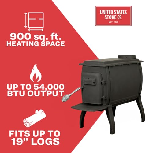 US1261E 900 sq. ft. Cast Iron Log Wood Stove - Thumbnail 2