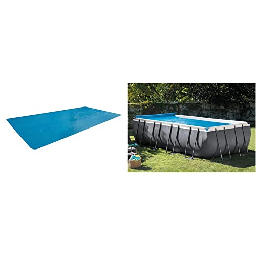 Intex enrouleur bâche à bulles pour piscine rectangulaire de 2,74m à 4,88m + bâche à bulles rectangulaire 9,60m x 4,66m pour piscine rectangulaire 9,75m x 4,88m