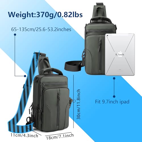 Sling Bag for men,Crossbody Bag Men,Crossbody Bag for Hiking Daypack, Small Backpack with Convertible Shoulder Strap (Green)2