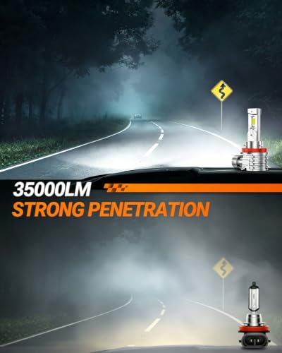 Image of SEALIGHT H11 LED Fog Light Bulb, 35000LM 6500K Cool White, H16 H8 LED Fog Lights Brighter Road Visibility in Fog & Rain, Copper Cooling System, Plug-N-Play, Pack of 2