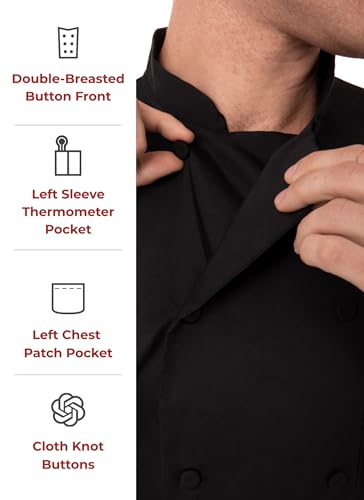 Chef Works Men's Morocco Chef Coat, Black, X-Large - Thumbnail 4