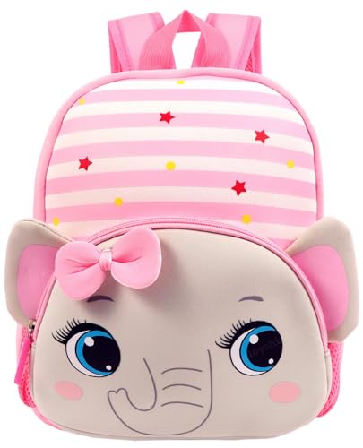 Image of Toyshine 26cm Cute Elephant Face Backpack for Kids Girls Boys Toddler Backpack Preschool Nursery Travel Bag,Mini Size - Pink