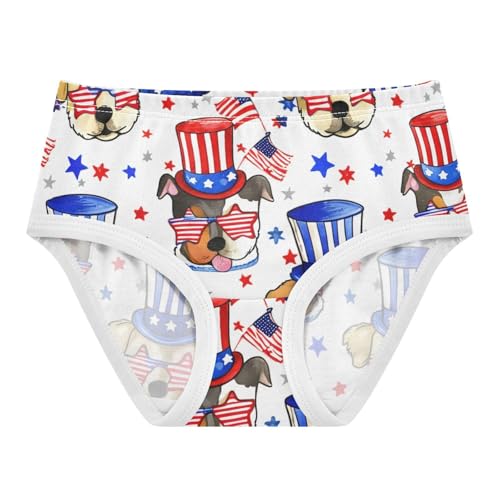 Cute Cartoon Dogs American Flag Toddler Girls Underwear 2t Cotton Girl Panties Cute Bright Kids Undies Briefs